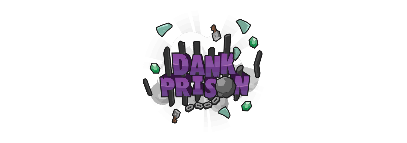 Dank Prison logo — purple prison bars, wrecking ball and emeralds